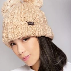 LA Style Rush The Great Fantastic Teddy Bear Knit Beanie In Camel