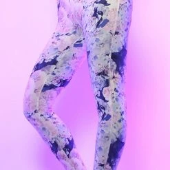 LA Style Rush La Vida Flor Leggings In Purple Floral Women's Festival