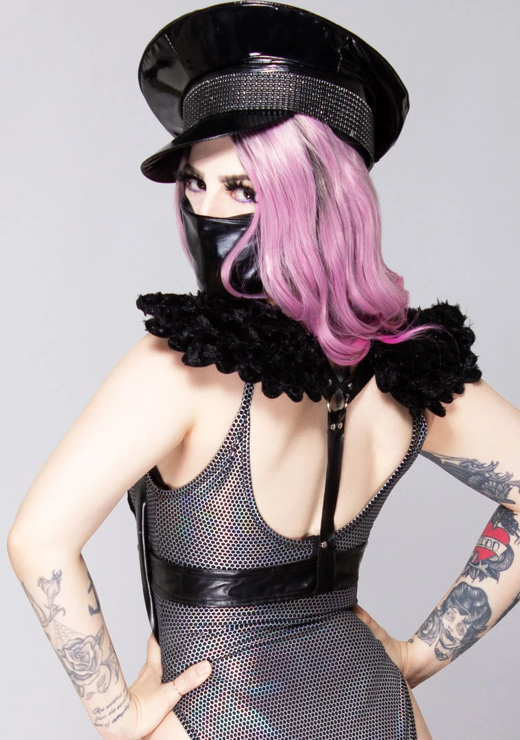 Leg Avenue The Raven Fallen Angel Furry Wing Body Harness In Black