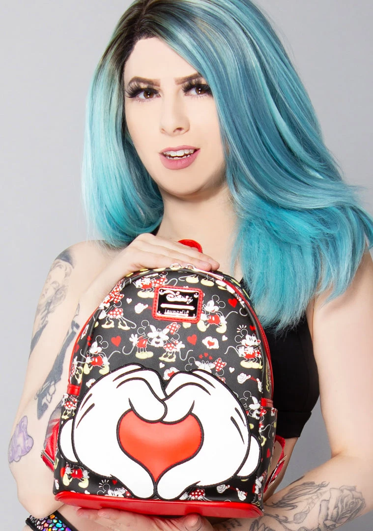 Loungefly Tea Room Cinema X Disney Mickey & Minnie Mouse Valentines Mini Backpack
