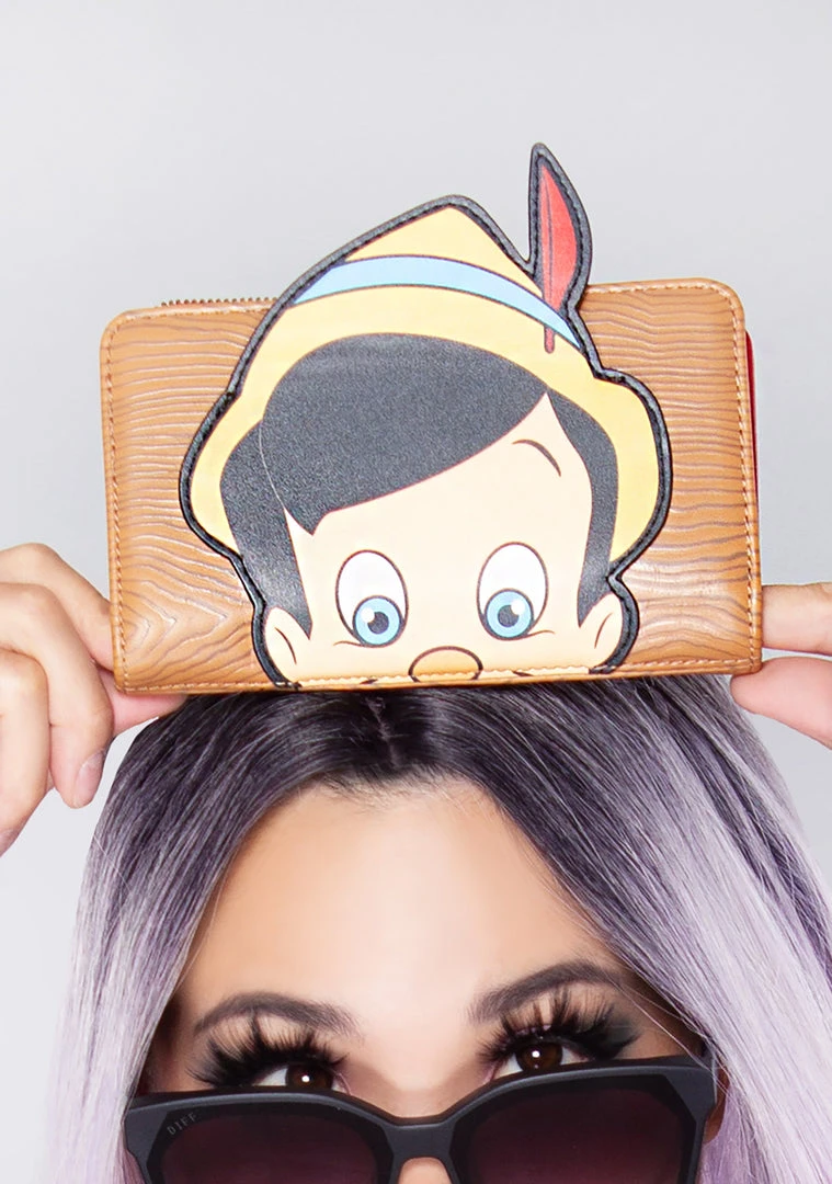 Loungefly X Disney Pinocchio Peeking Flap Wallet New