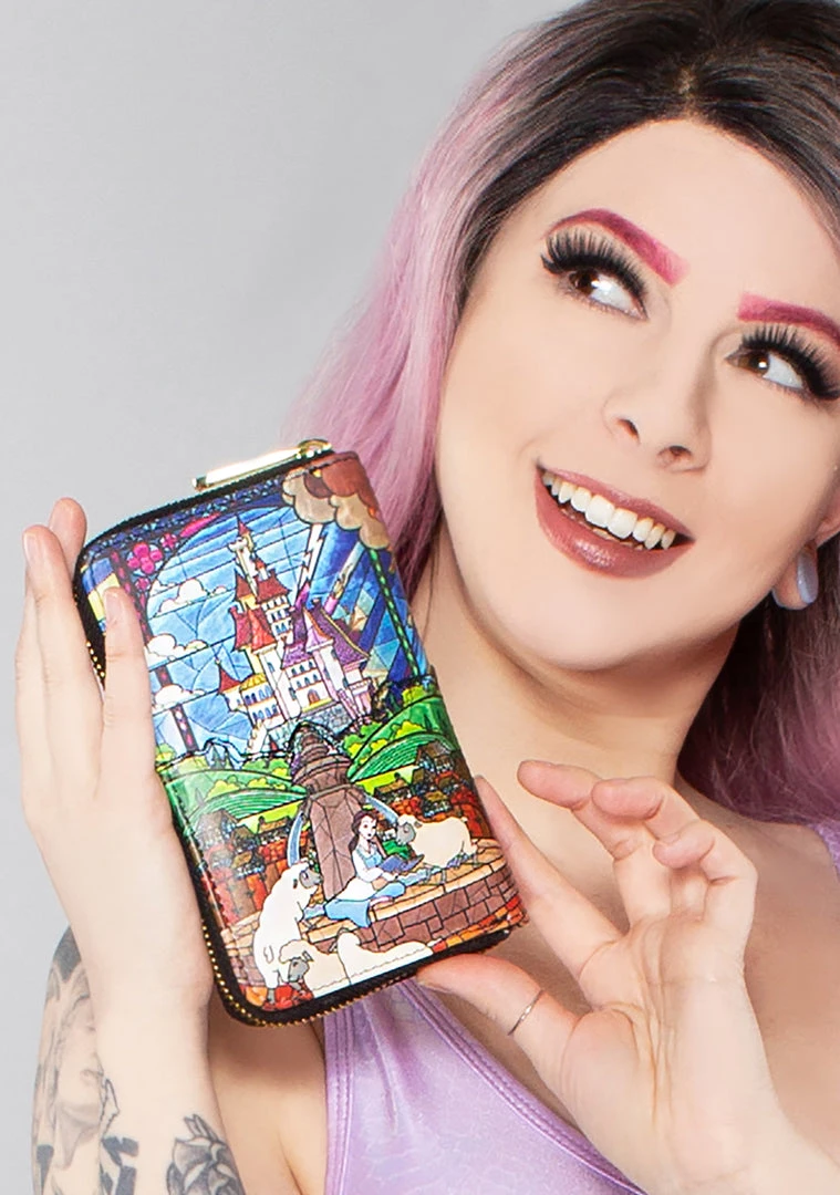 Loungefly X Disney Beauty & The Beast Belle Castle Series Zip Around Wallet