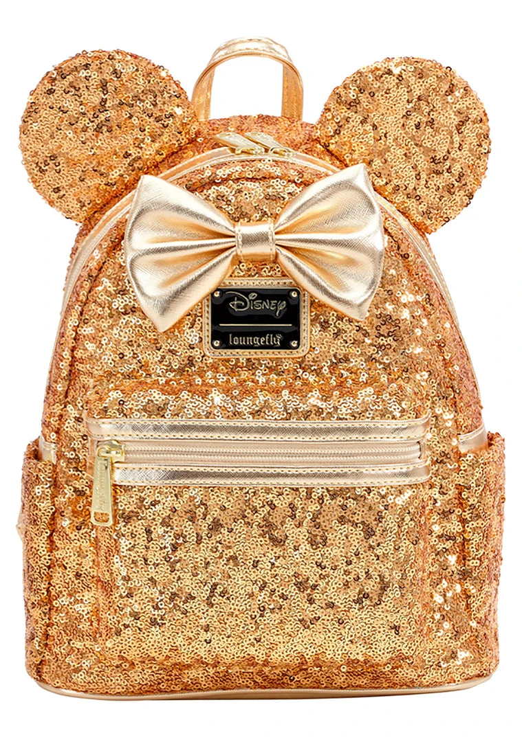 Loungefly X LASR Exclusive Disney Yellow Gold Sequin Minnie Mini Backpack LASR Exclusives