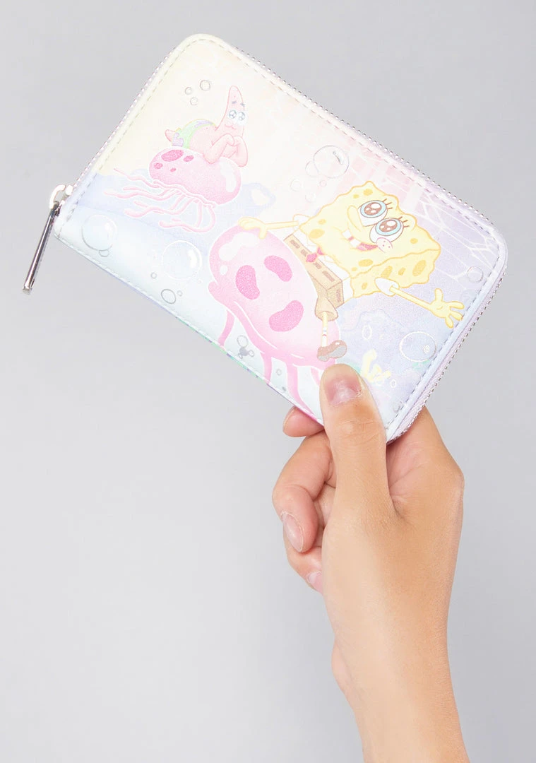Loungefly New X Nickelodeon Spongebob Pastel Jellyfishing Zip Around Wallet