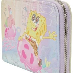 Loungefly New X Nickelodeon Spongebob Pastel Jellyfishing Zip Around Wallet