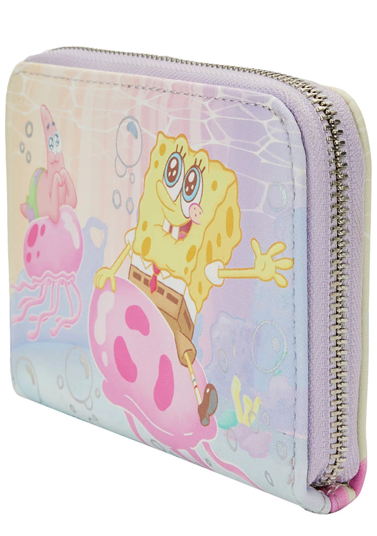 Loungefly New X Nickelodeon Spongebob Pastel Jellyfishing Zip Around Wallet