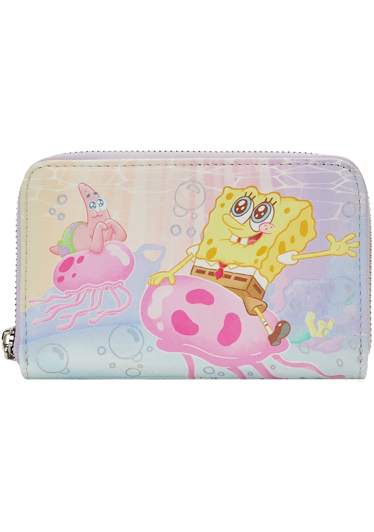 Loungefly New X Nickelodeon Spongebob Pastel Jellyfishing Zip Around Wallet