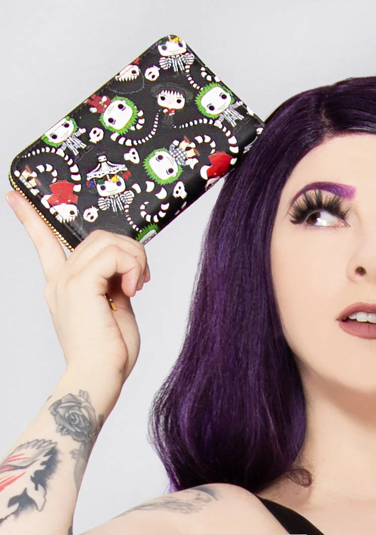 Loungefly X Beetlejuice POP! AOP Zip Around Wallet World Tour