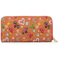 Loungefly X Disney Mickey Minnie Gingerbread AOP Zip Around Wallet Bags
