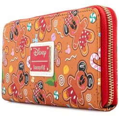 Loungefly X Disney Mickey Minnie Gingerbread AOP Zip Around Wallet Bags