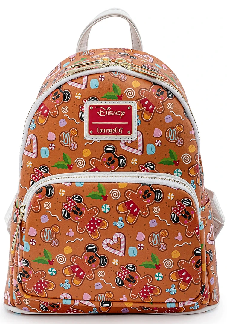 Loungefly X Disney Mickey Minnie Gingerbread AOP Mini Backpack With Ears The Great Fantastic