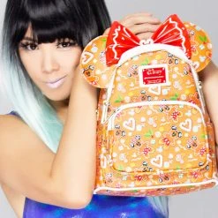 Loungefly X Disney Mickey Minnie Gingerbread AOP Mini Backpack With Ears The Great Fantastic