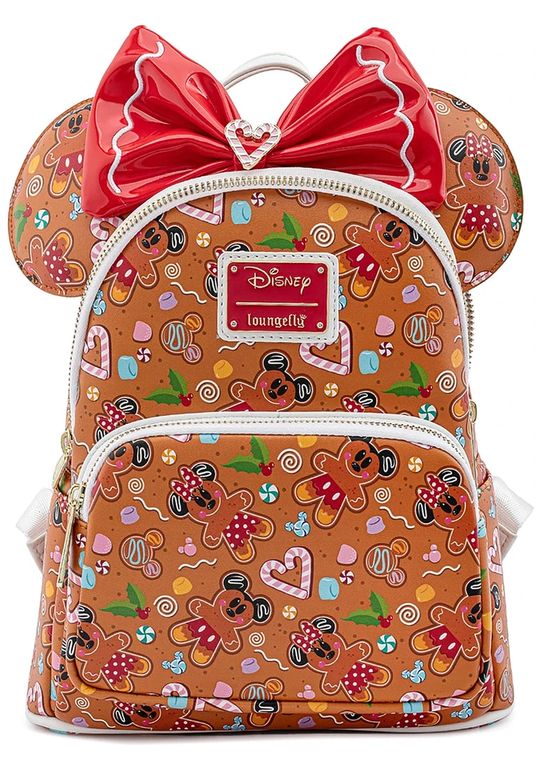 Loungefly X Disney Mickey Minnie Gingerbread AOP Mini Backpack With Ears The Great Fantastic