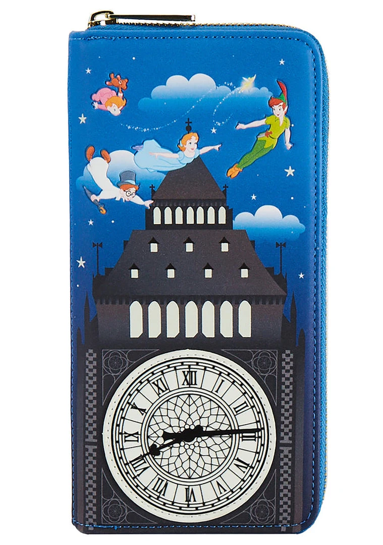 Loungefly X Disney Peter Pan Glow Clock Wallet New