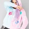 Loungefly Women's Festival X Disney Sleeping Beauty Make It Pink Blue Crop Hoodie
