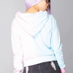 Loungefly Women's Festival X Disney Sleeping Beauty Make It Pink Blue Crop Hoodie