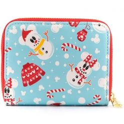 Loungefly X Disney Mickey Minnie Snowman AOP Zip Around Wallet Bags