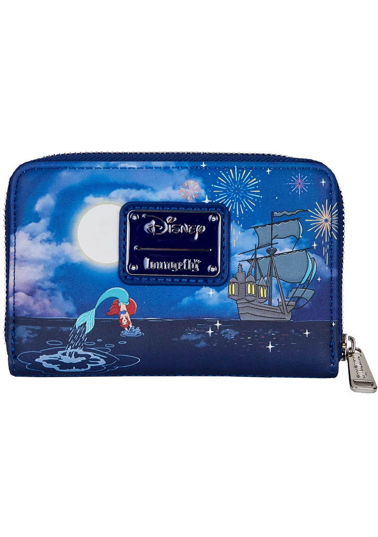 Loungefly New X Disney The Little Mermaid Ariel Fireworks Glow Zip Around Wallet
