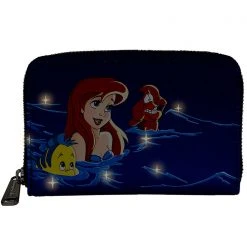 Loungefly New X Disney The Little Mermaid Ariel Fireworks Glow Zip Around Wallet