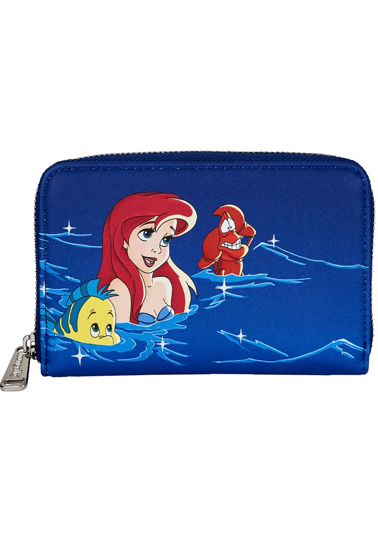 Loungefly New X Disney The Little Mermaid Ariel Fireworks Glow Zip Around Wallet