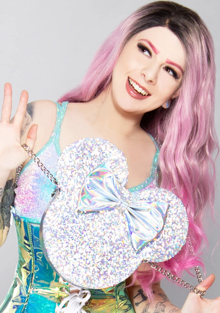 Loungefly New X LASR Exclusive Disney Holographic Minnie Sequin Crossbody Bag