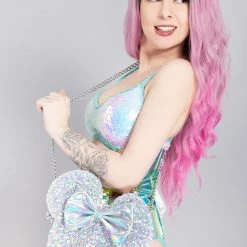 Loungefly New X LASR Exclusive Disney Holographic Minnie Sequin Crossbody Bag