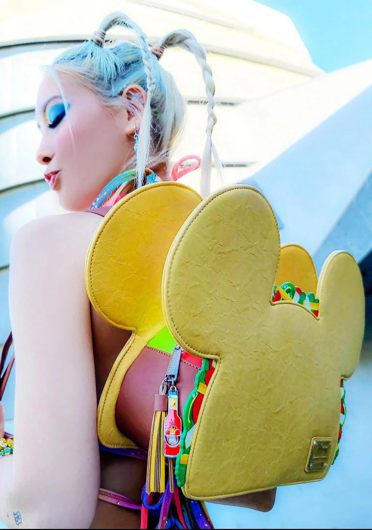 Loungefly X LASR Exclusive Disney Mickey Taco Convertible Mini Backpack New