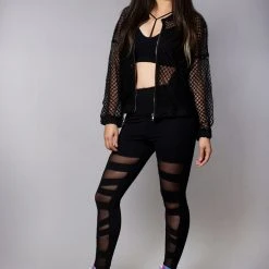 LA Style Rush Women's Festival Meshed Up Cut-Out Leggings