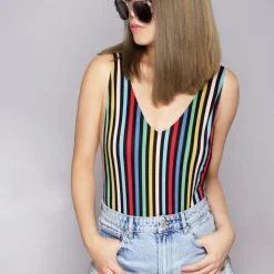 Motel Rocks Lalung P.E. Stripe Bodysuit Women's Festival