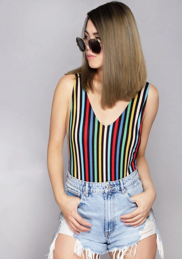 Motel Rocks Lalung P.E. Stripe Bodysuit Women's Festival