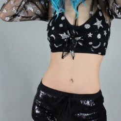 Motel Rocks Yun Star Child Crop Top Women's Festival