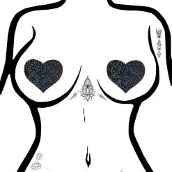 Pastease Love Glitter Heart Nipple Pasties In Black