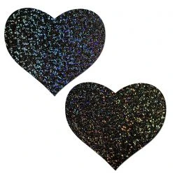 Pastease Love Glitter Heart Nipple Pasties In Black