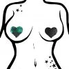 Pastease Accessories Love Color Changing Sequin Heart Nipple Pasties In Black/Opal