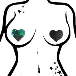Pastease Accessories Love Color Changing Sequin Heart Nipple Pasties In Black/Opal