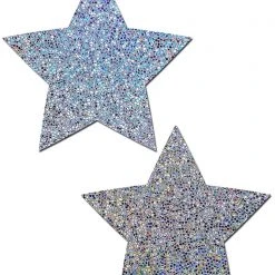Pastease Accessories Everyday Glittering Star Reusable Nipple Pasties In Silver