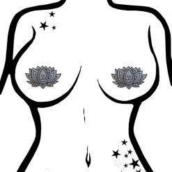 Pastease Glitter Ohm Lotus Nipple Pasties In Silver