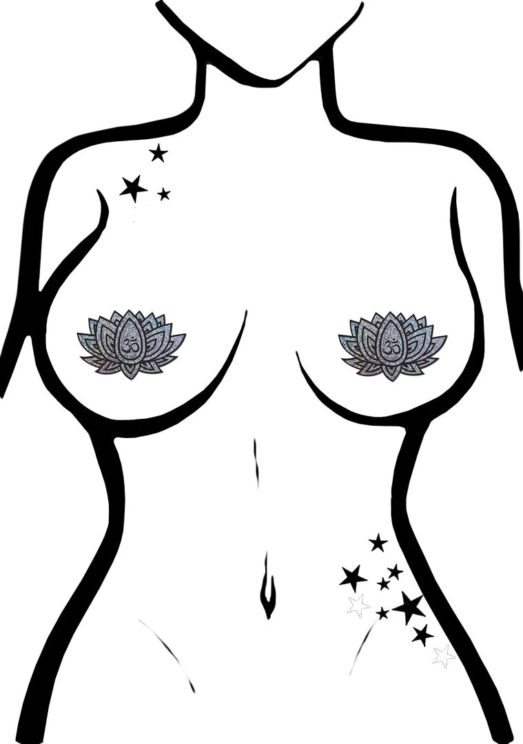 Pastease Glitter Ohm Lotus Nipple Pasties In Silver
