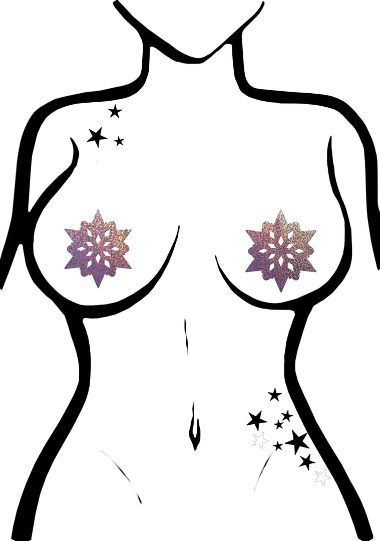 Pastease Accessories Glitter Snowflake Nipple Pasties In Lilac