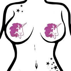 Pastease Accessories Glitter Unicorn Nipple Pasties In Hot Pink/White