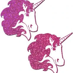 Pastease Accessories Glitter Unicorn Nipple Pasties In Hot Pink/White