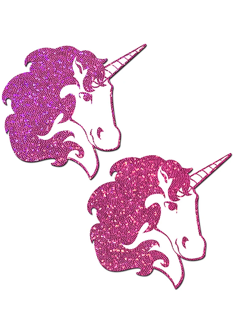Pastease Accessories Glitter Unicorn Nipple Pasties In Hot Pink/White
