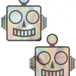 Pastease Holographic Robot Nipple Pasties In Silver Accessories