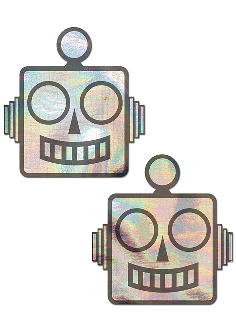 Pastease Holographic Robot Nipple Pasties In Silver Accessories