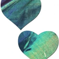 Pastease Accessories Love Heart Nipple Pasties In Liquid Black Opal