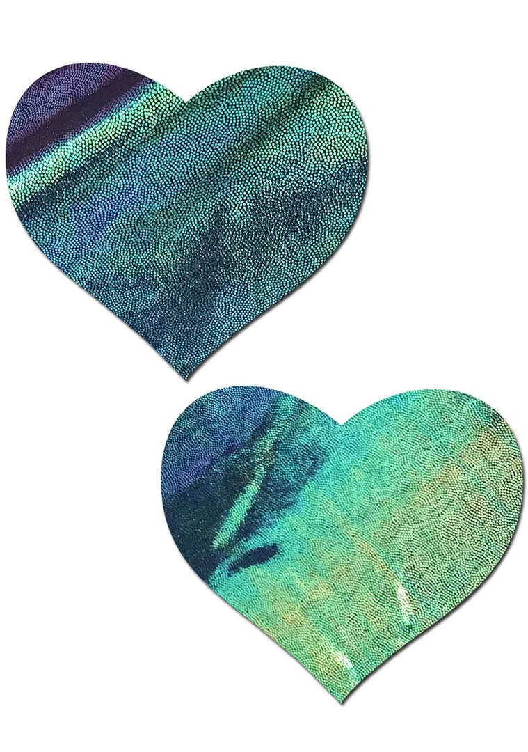 Pastease Accessories Love Heart Nipple Pasties In Liquid Black Opal