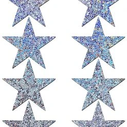 Pastease Accessories Body Minis Silver Glitter Star Nipple & Body Pasties 8PK Set