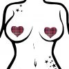 Pastease Accessories Love Plaid Punk School Girl Heart Nipple Pasties In Red