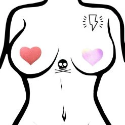 Pastease Accessories Love Reflective Heart Nipple Pasties In Red