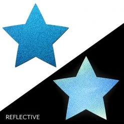 Pastease Reflective Star Nipple Pasties In Blue